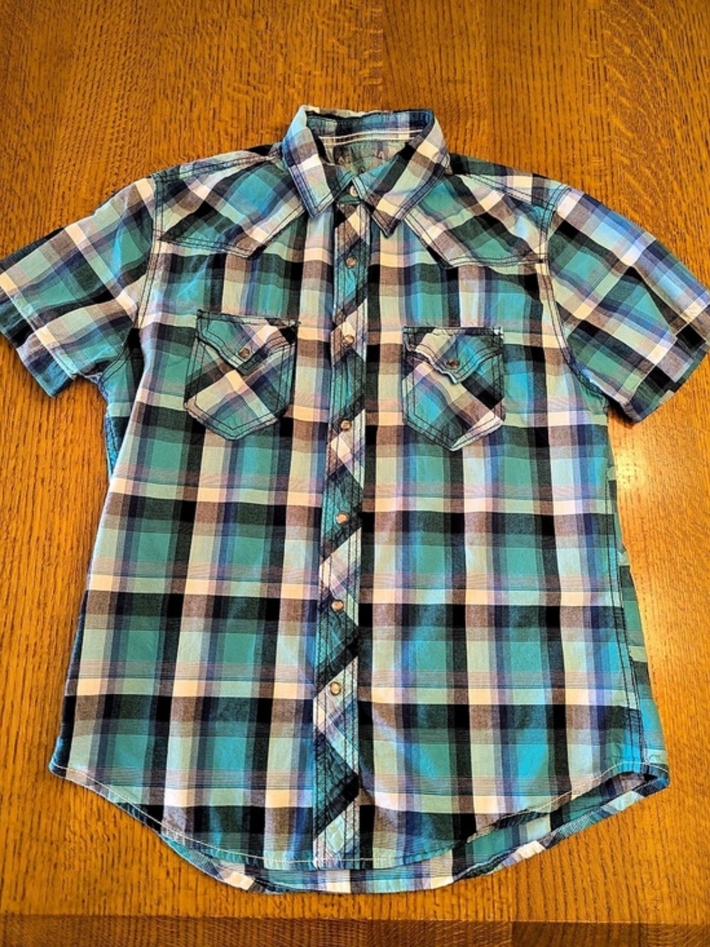 Arizona Jean Co.  │Short Sleeve │Snap │100 % Cotton │Plaid Shirt │Size Small